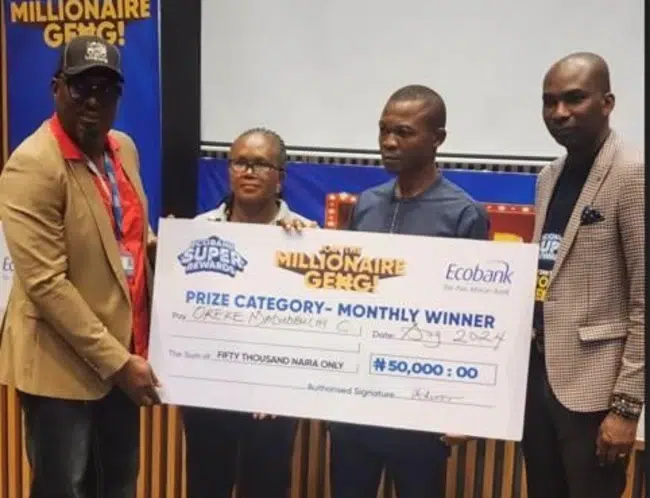 Ecobank Splashes N16m  on Winners of Super Rewards Millionaire Geng Promo