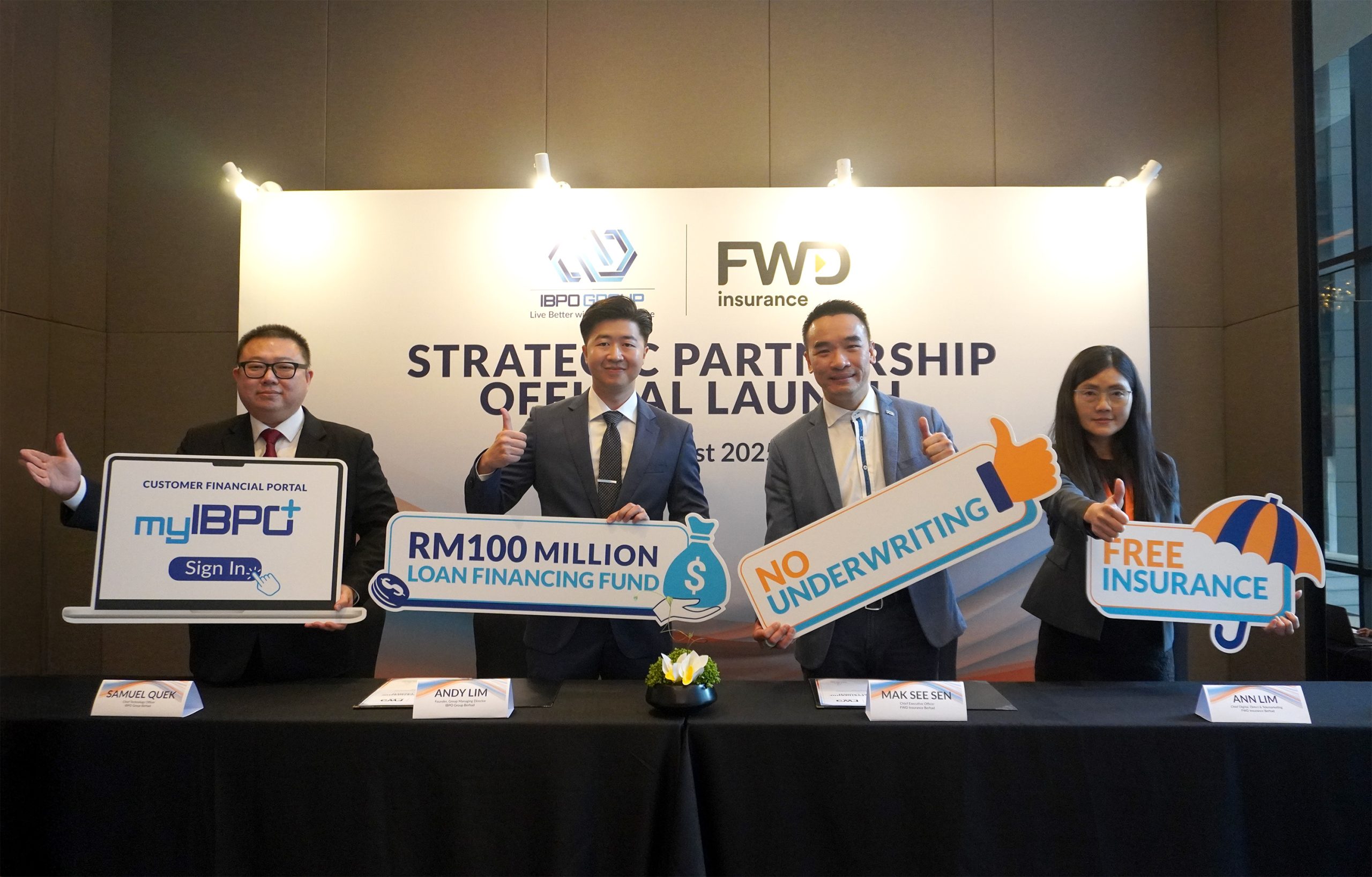 IBPO Announces Strategic Partnership with FWD Insurance to Provide Protection for Its Loan Financing Services