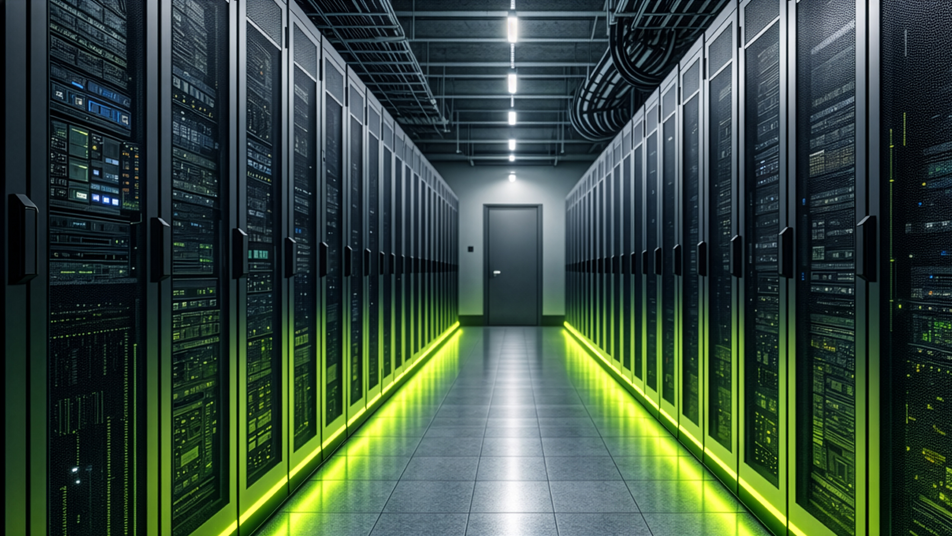 Inside a data center infrastructure/ AI-generated image